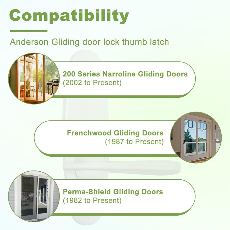 ArrogantF 2573609 Thumb Latch Replacement Andersen Sliding Door Lock,Tribeca Style Gliding Door Thumb Latch fit 200 Series Narroline Gliding Doors,Frenchwood Gliding Doors and Perma-Shield Gliding Doors - Image 5